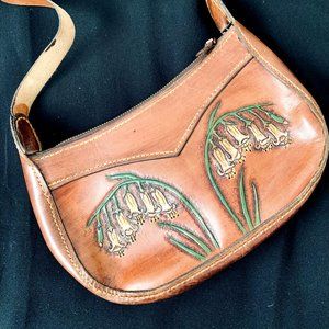 Vintage Boho Handmade Leather + Brass Bag Purse